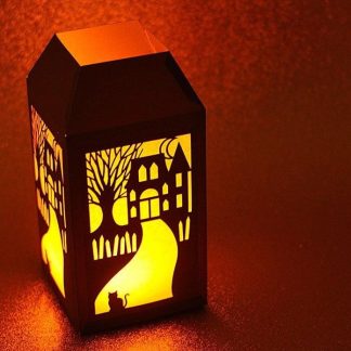 3D Halloween Lantern SVG Cut File with a Spooky Scene