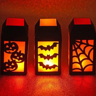 Three 3D Halloween Lantern SVG Cut File Bundle - Jack-O-Lanterns, Bats and Spiderweb Designs