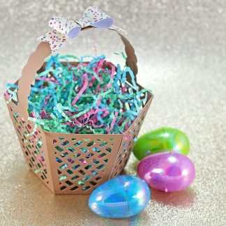 3D Paper Easter Basket (Cut-Out Design) with Paper Bow SVG Cut Files