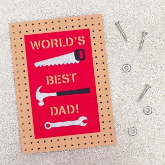 Tool Themed Father's Day Card with Pegboard + Envelope SVG Cut File