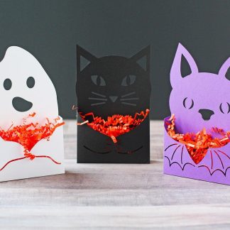 Halloween Pocket Card SVG Cut File Bundle of 3 Designs: Black Cat, Ghost & Bat