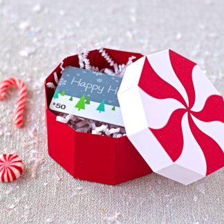 3D Peppermint Candy Gift Box SVG Cut File