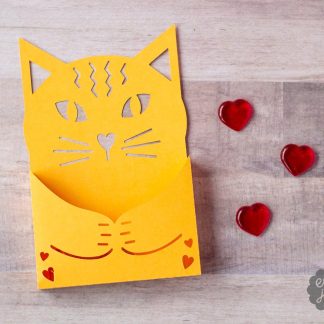 Cat Candy Holder Pocket Card Candy Holder Valentine SVG Cut File