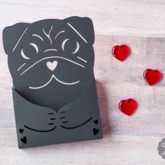 Pug Candy Holder Valentine Pocket Card SVG Cut File