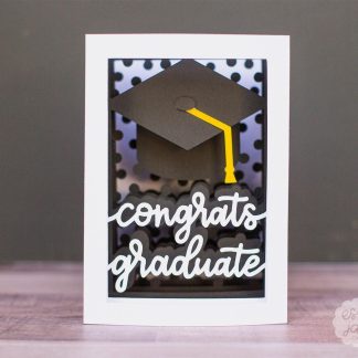 3D Congrats Graduate Shadowbox Card + Envelope SVG Cut File (Folds Flat)