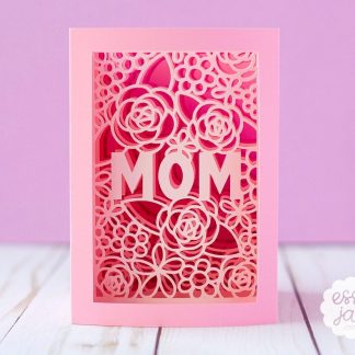 3D Floral Lace Mom Shadowbox Card + Envelope SVG Cut Files
