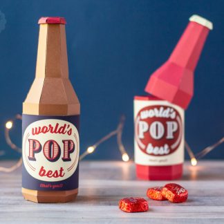 3D Pop Bottle Gift Box SVG Cut File with Printable Label "World's Best Pop"