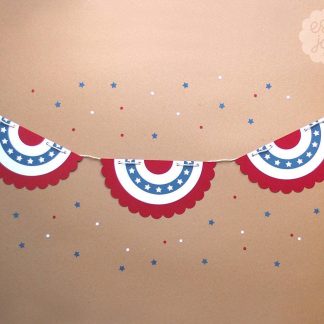 Mini American Flag Bunting Banner SVG Cut File