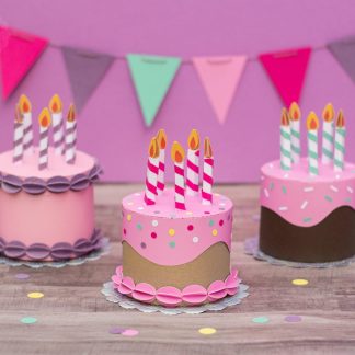 3D Birthday Cake Gift Box SVG Cut File Bundle of 3 Mix & Match Paper Birthday Cake Designs