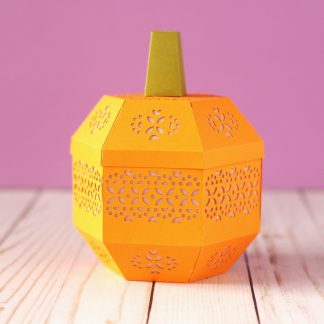 3D Pumpkin Lantern SVG Cut File with Intricate Cut-Out Design