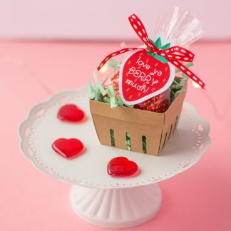 3D Mini Berry Basket SVG & PDF Cut Files + Strawberry Tags with "Love Ya Berry Much"