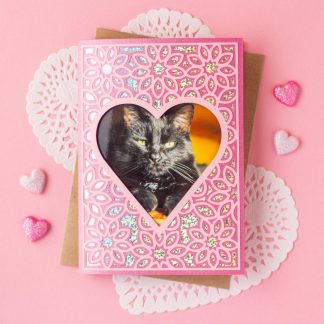 Floral Lace Heart Photo Card SVG Cut File