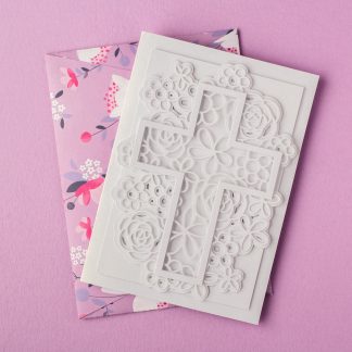 Layered Floral Christian Cross Card 5x7 SVG Cut File