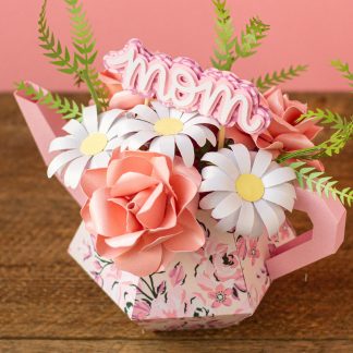 3D Paper Teapot & Paper Flower Bouquet SVG Cut File Bundle