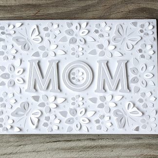 Mom Card - Paper Cut Style Dimensional Flower & Butterfly Mom Card SVG Cut File + 5x7 Envelope SVG